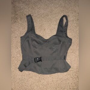 NWT Pretty little thing gray buckle, crop top size medium